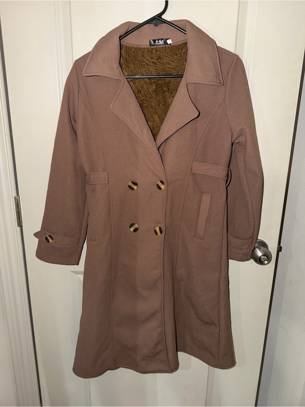 Womens Double-Breasted Brown Trench Coat